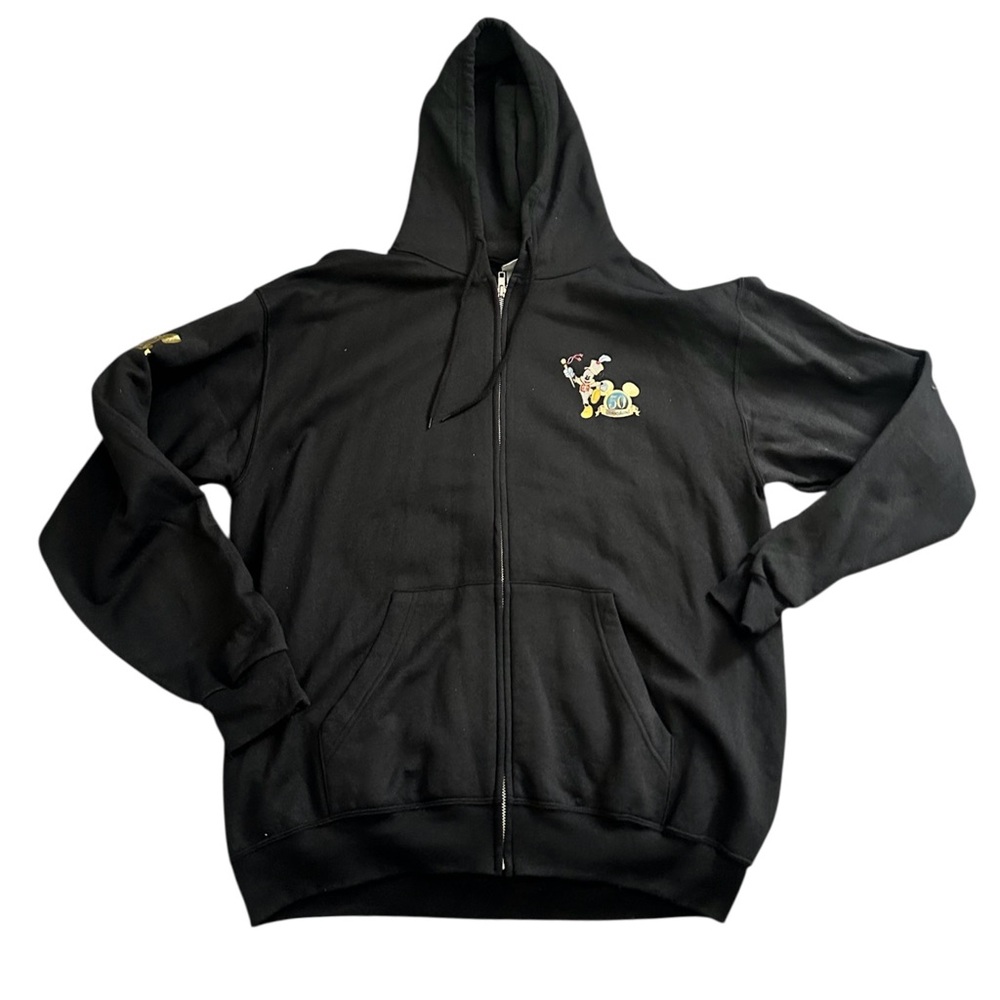 Disneyland 50th Anniversary Black Hoodie with Logo front and big graphic back